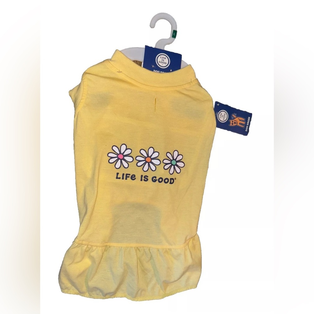 Life Is Good Dog Dress New Yellow Flower Size L